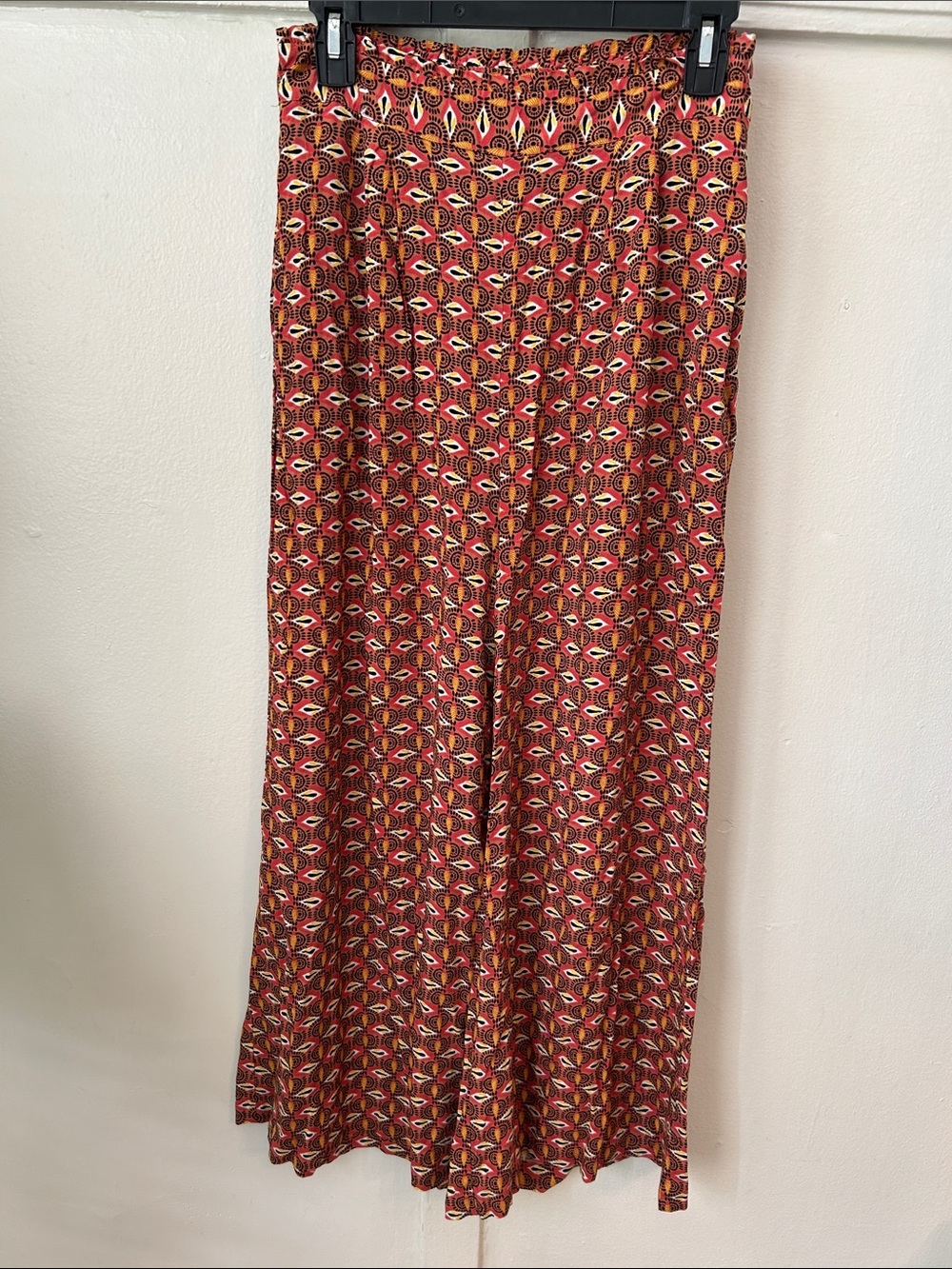 Label Ritukumar Multicolor Geometric Wide-Leg Pant Palazzos Red & Yellow Pattern - Picture 3 of 7